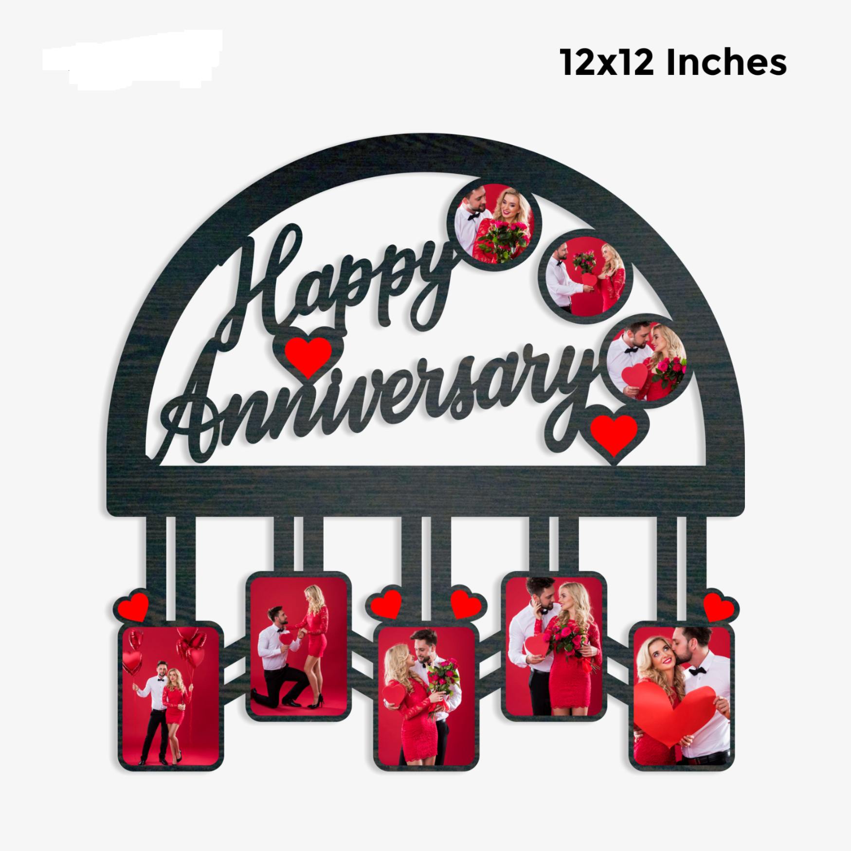 Happy Anniversary Customized MDF Photo Frame – 12x12 Inches | Personalized Couple Gift