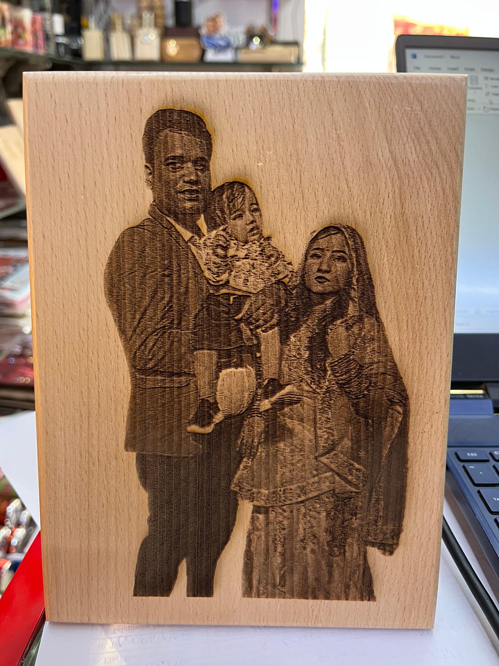 Personalized Wooden Engraved Photo Frame – Custom Name & Message Gift