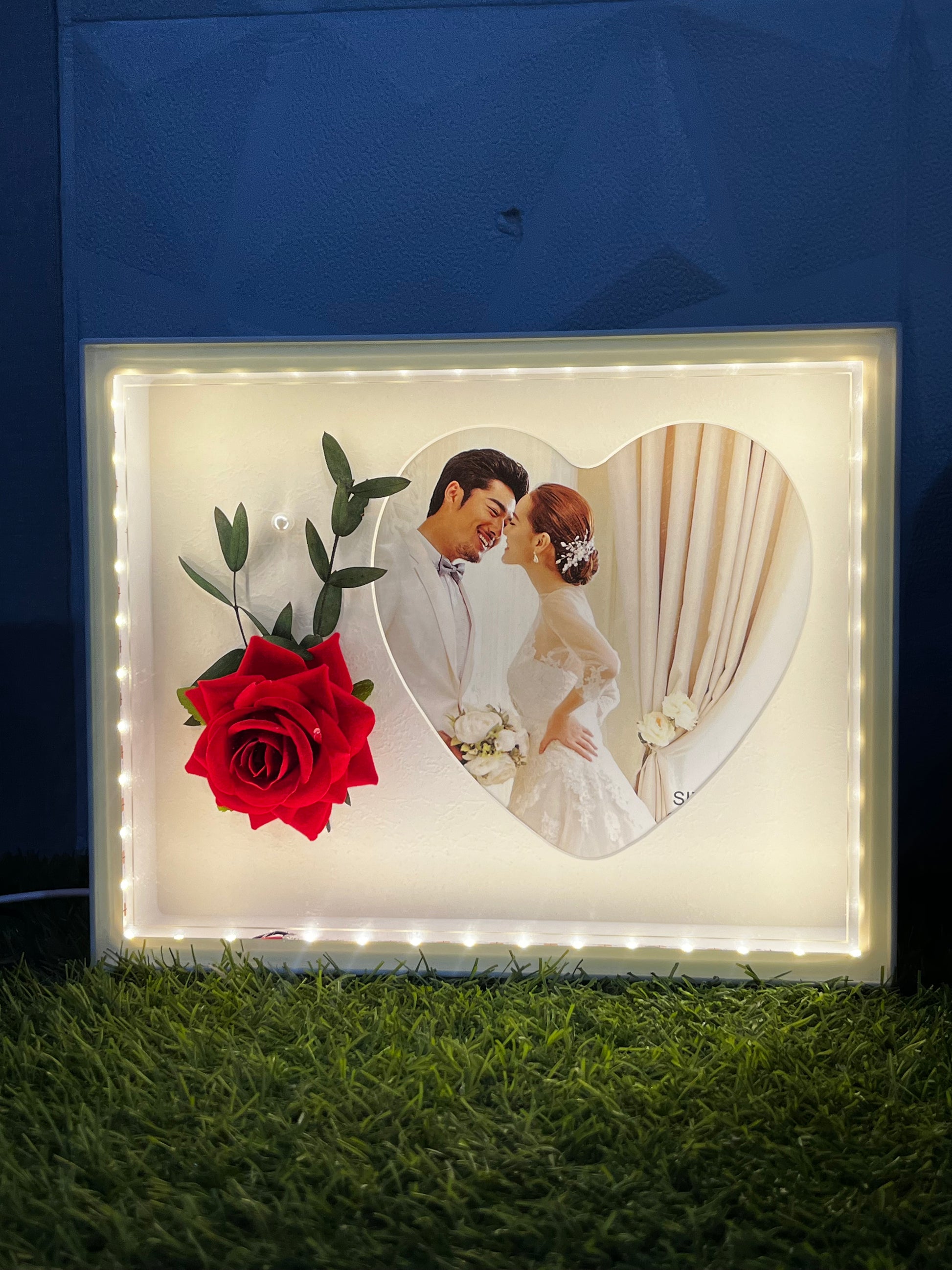 Personalized White LED Photo Frame – Custom Glowing Tabletop Gift