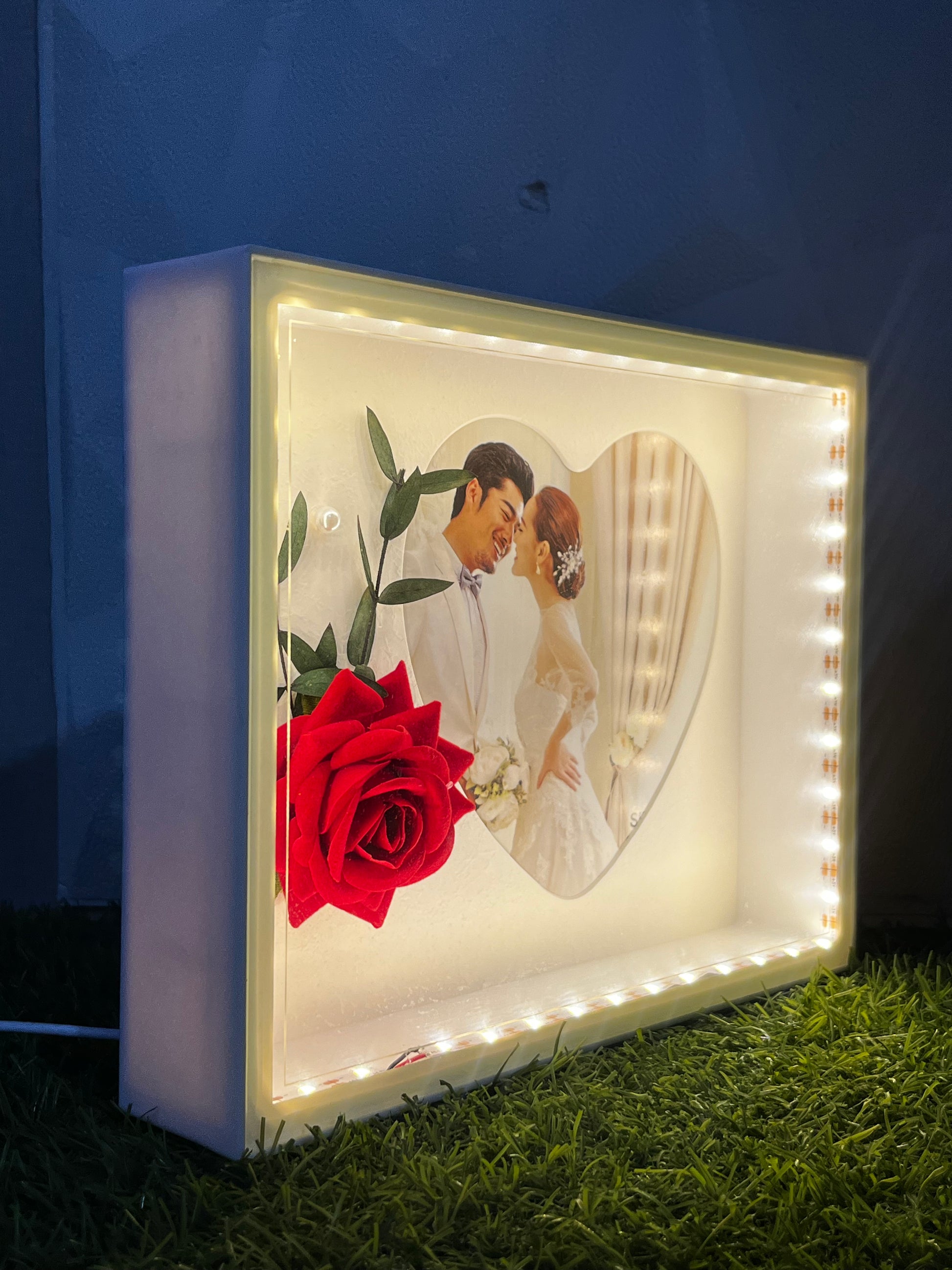 Personalized White LED Photo Frame – Custom Glowing Tabletop Gift