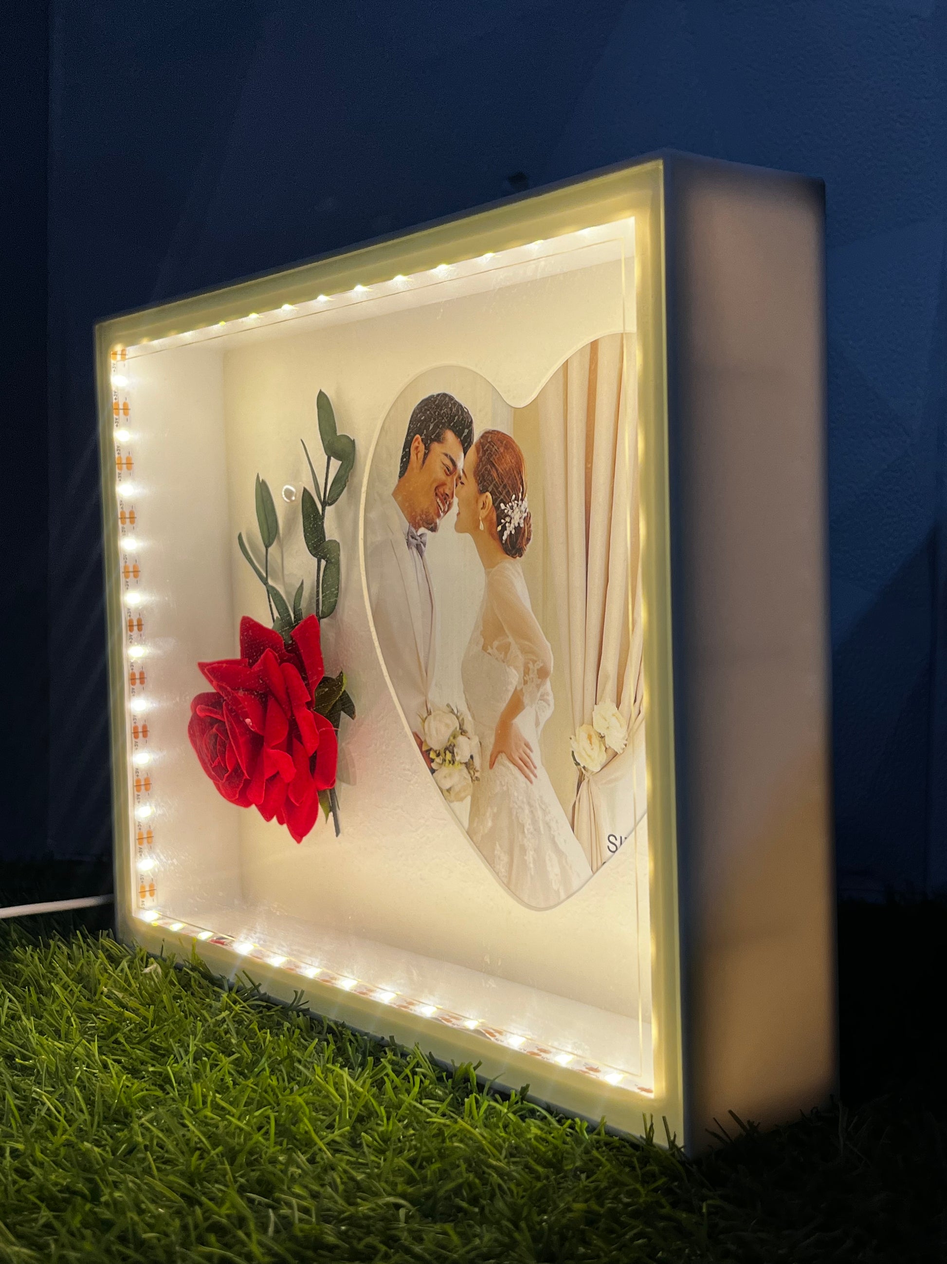 Personalized White LED Photo Frame – Custom Glowing Tabletop Gift