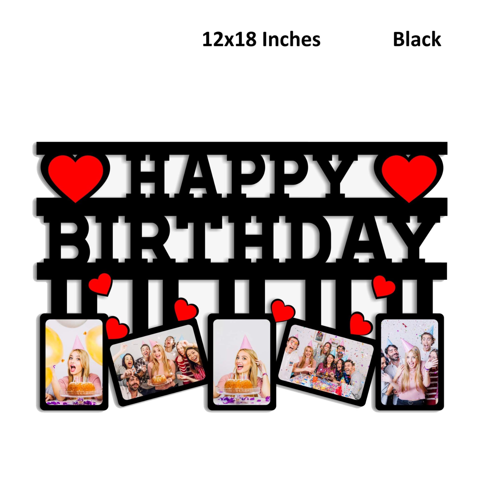 Happy Birthday MDF Sublimation Photo Frame – Personalized 5 Photo Collage