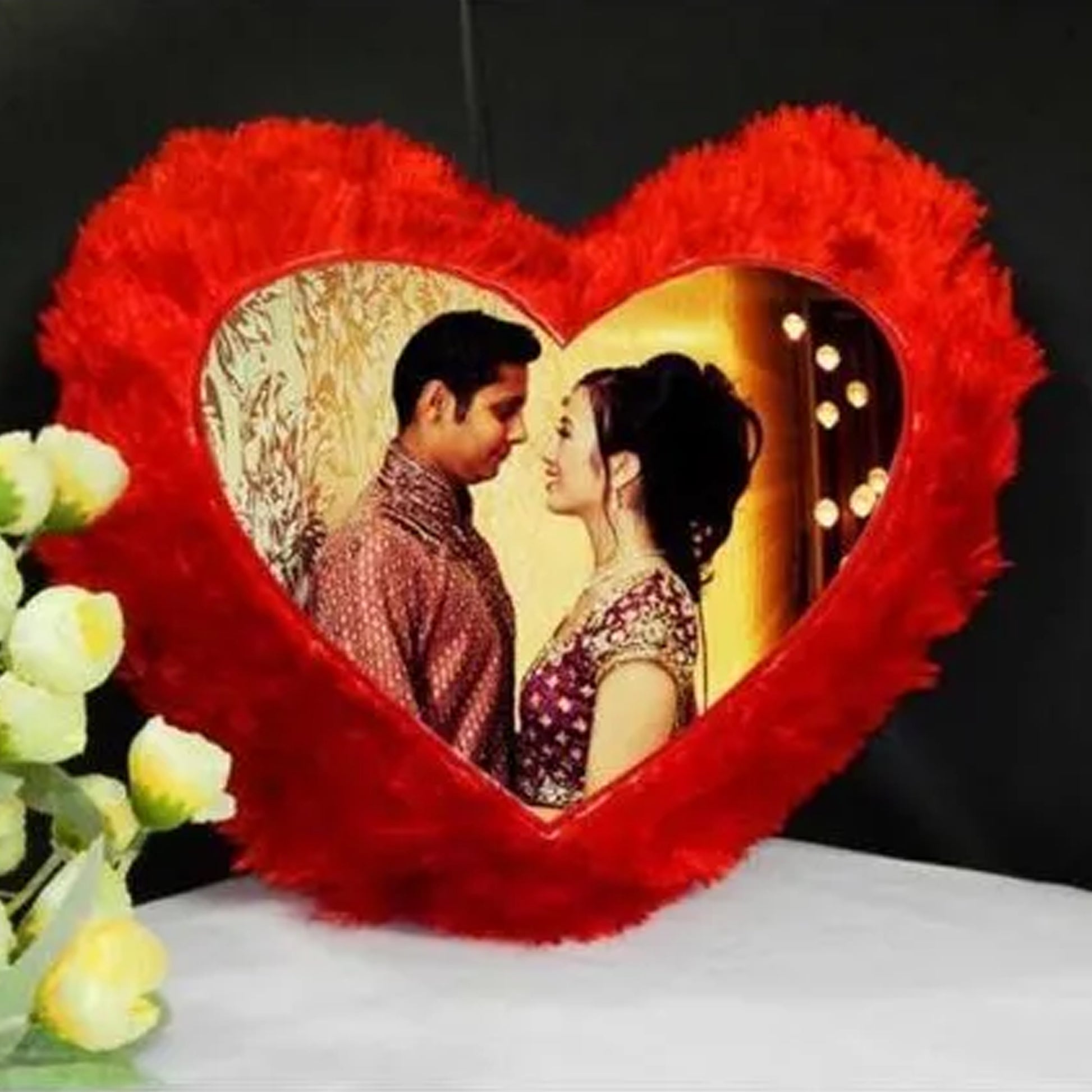 Personalized Red Heart Shape Cushion with Photo | Romantic Gift for Couples